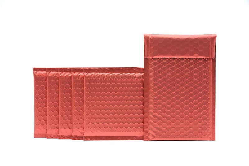 ProLine Packaging ProLine Matte Metallic Red Bubble Padded Mailers 4x8 Inch Self Seal Padded Envelopes (50) - Image 1